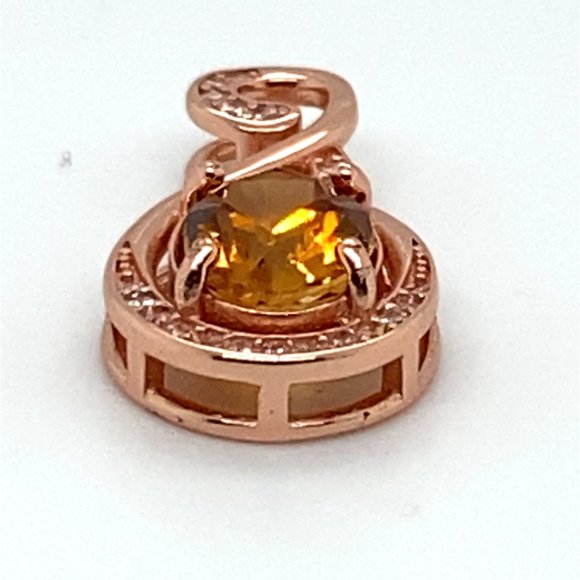Rare Orange Tourmaline 1.40ct Rose Gold Finish Solid 925 Sterling Silver Pendant - Picture 8 of 8